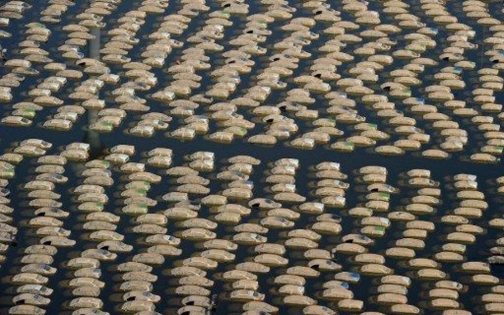Таїланд, Аюттая. Автомобілі, затоплені на стоянці автомобільного заводу Honda, на північ від Бангкока. Найсильніша за останні десятиліття повінь в Таїланді починає поступово слабшати. / © AFP