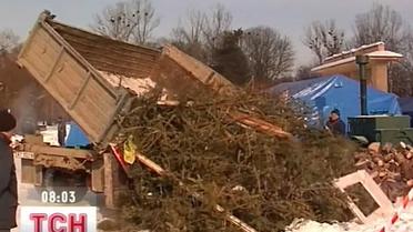 Новорічні ялинки використовують для обігріву наметів