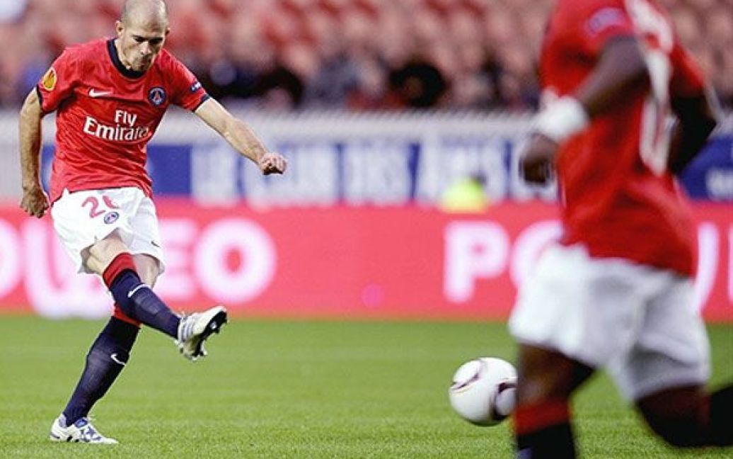 Крістоф Жайє (ПСЖ) забив гол у ворота "Карпат" вже на 4-й хвилині гри. / © AFP
