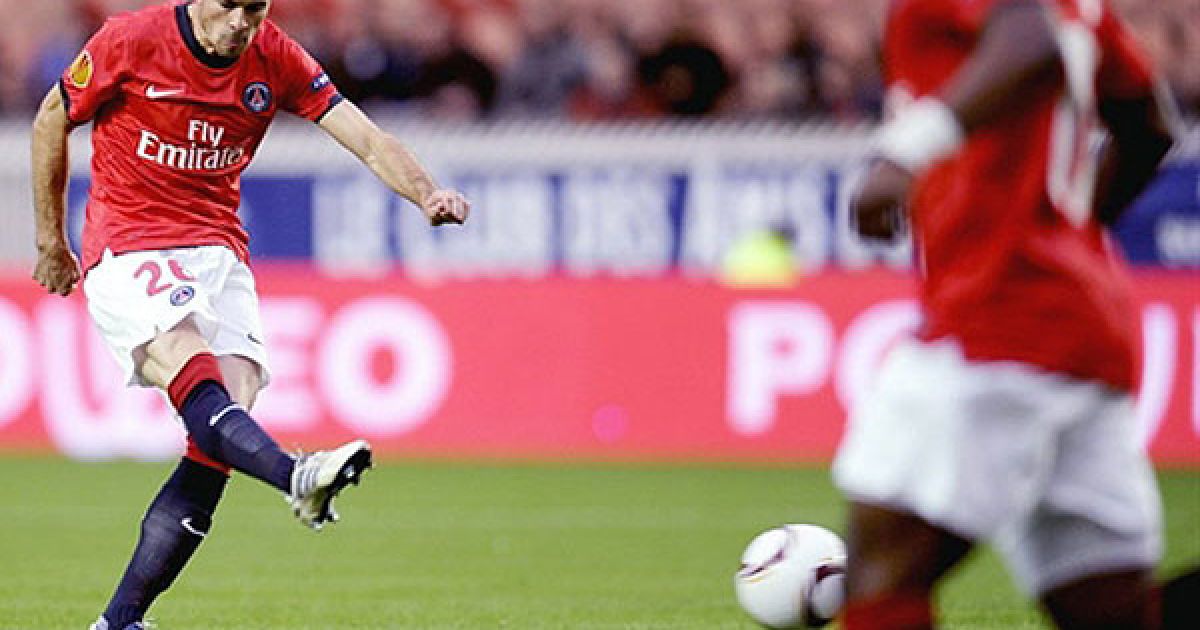 Крістоф Жайє (ПСЖ) забив гол у ворота "Карпат" вже на 4-й хвилині гри. / © AFP