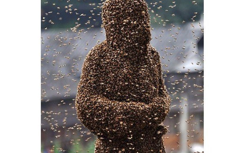 Двоє китайців влаштували незвичні змагання: вони сперечались, хто привабить на себе більшу кількість бджіл. / © bigpicture.ru