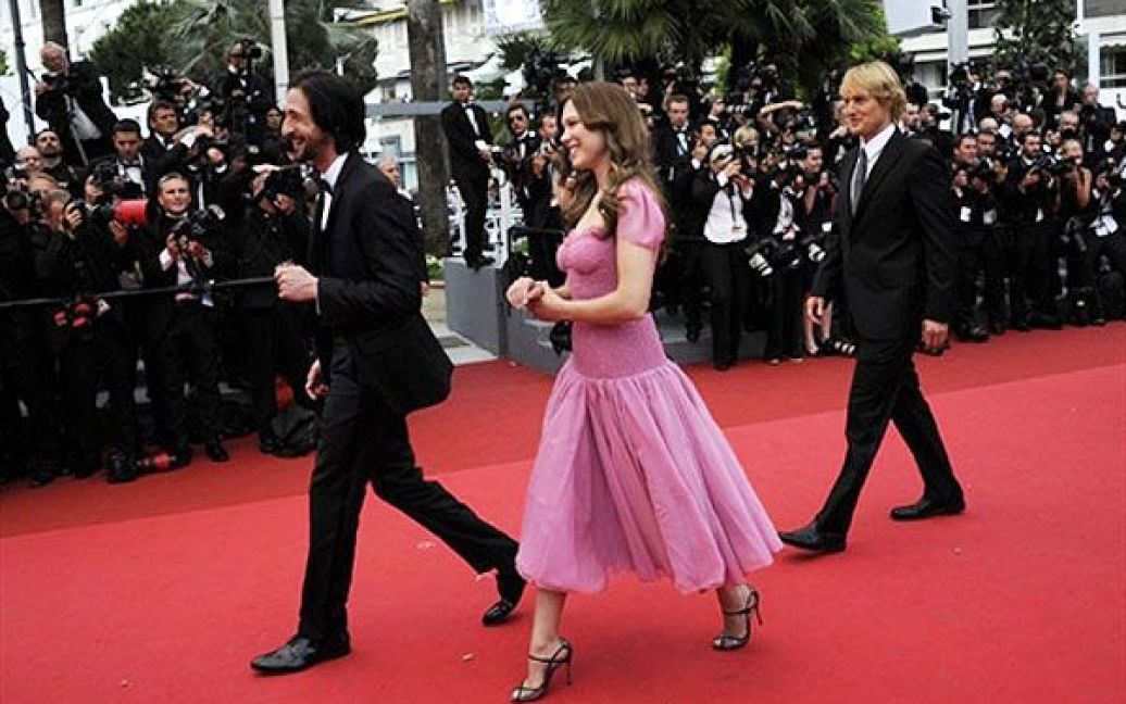 Американський актор Едріан Броді, французька актриса Леа Сейду та американський актор Оуен Вілсон. / © AFP