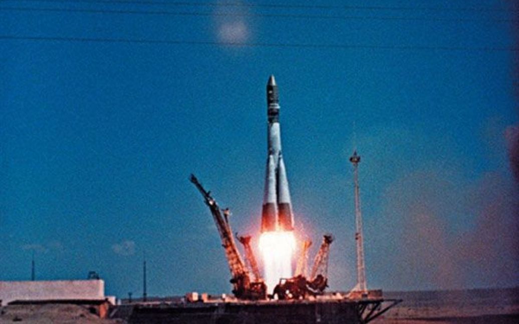 12 квітня 1961 року на кораблі "Восток" з космодрому Байконур стартувала радянська ракета-носій "Восток", на борту якої був Юрій Гагарін / © AFP