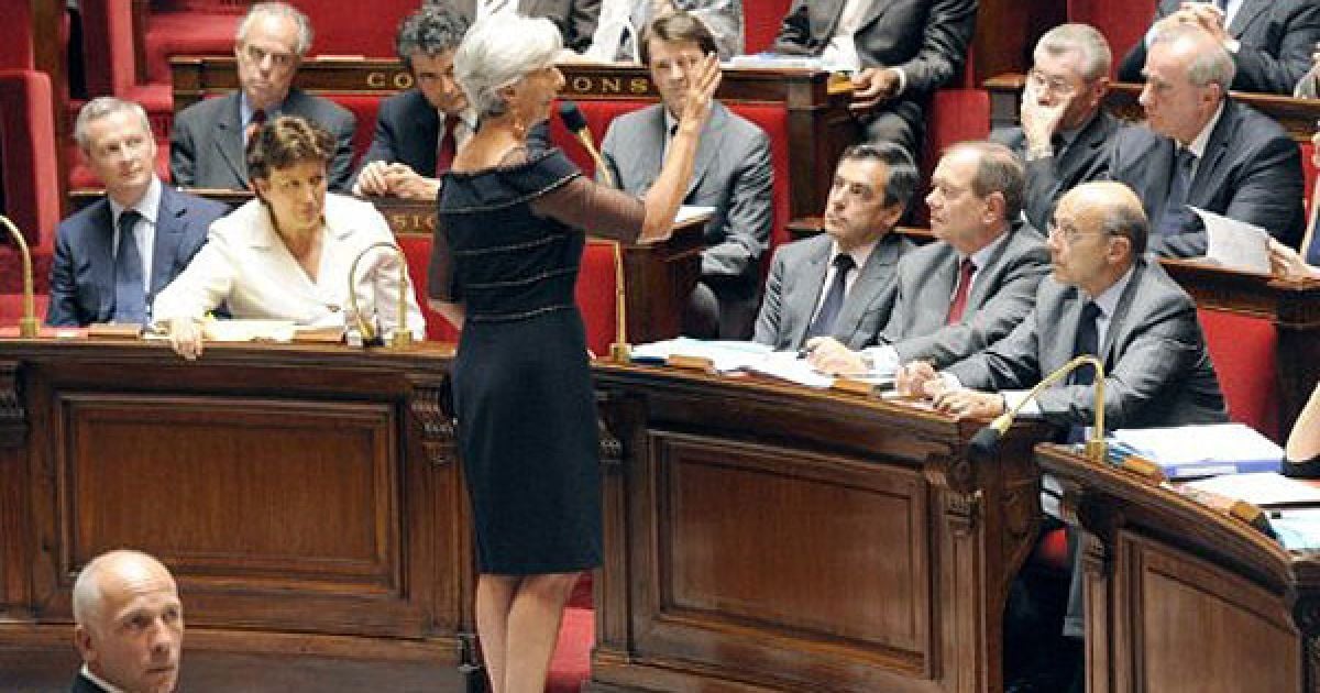 Франція, Париж. Міністр фінансів і економіки Франції Крістін Лагард звертається до міністрів і депутатів під час щотижневої сесії питань до уряду в Національних зборах. Лагард зайняла посаду голови МВФ. / © AFP