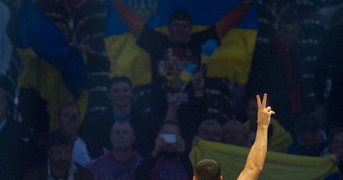 Українець Володимир Кличко став абсолютним чемпіоном світу з боксу, здобувши перемогу над Девідом Хеєм у об&#039;єднавчому поєдинку за пояси IBF/IBO, WBO і WBA. / © AFP