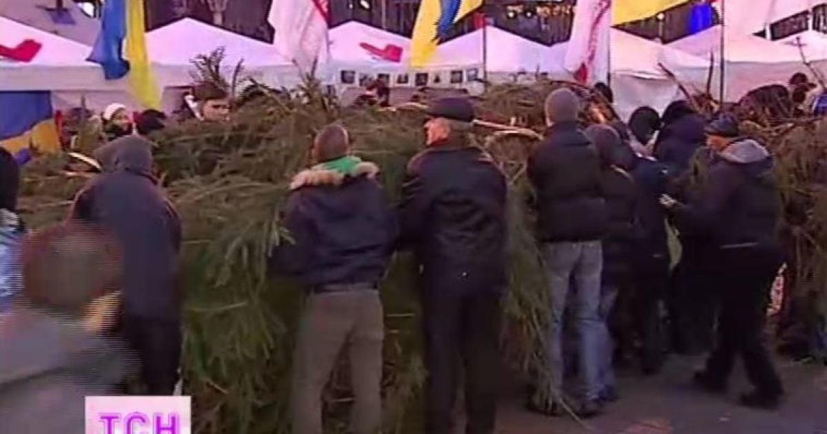 Ялинку поклали біля входу до КМДА.