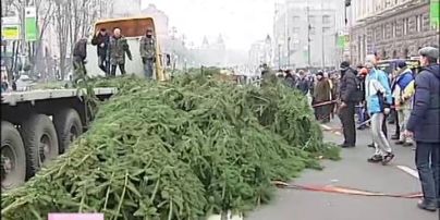 Неизвестные меценаты привезли на главную площадь страны 14-метровую елку