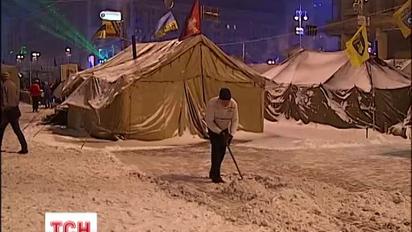 На Майдане Незалежности царит спокойная атмосфера