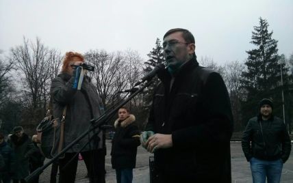 Юрия и Ирину Луценко облили зеленкой на харьковском Евромайдане