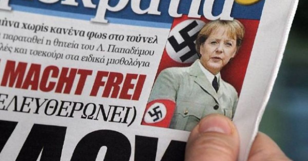 У грецькій газеті канцлера Німеччини Ангелу Меркель представили як поплічника Гітлера