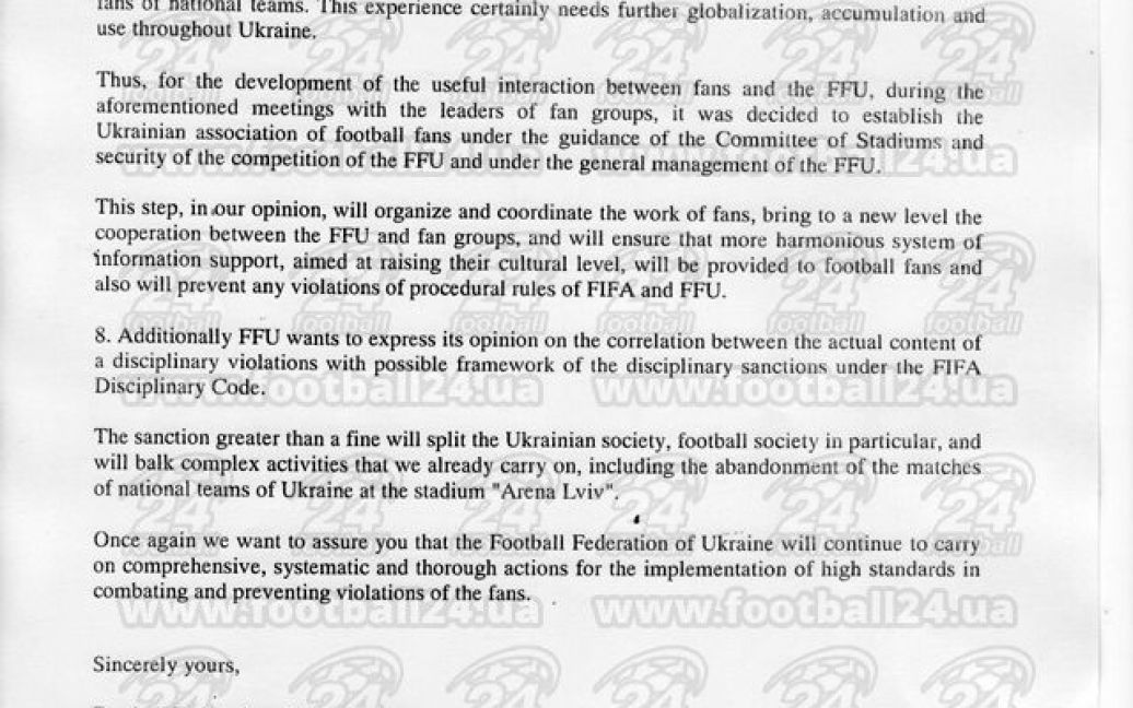 Лист Стороженка ФІФА / © football24.ua