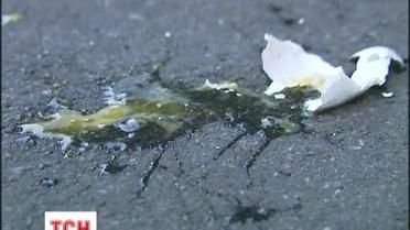 Митингующие забросали помещение МВД яйцами