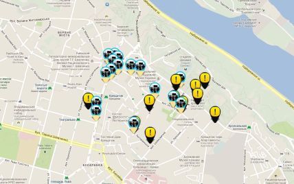 В інтернеті з'явилася карта Києва, що повідомляє про мітинги та пересування "Беркута"