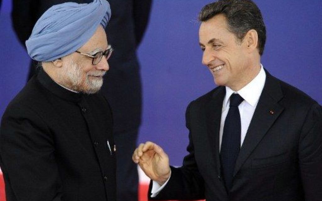 Президент Франції Ніколя Саркозі і прем&rsquo;єр-міністр Індії Манмохан Сінгх / © AFP