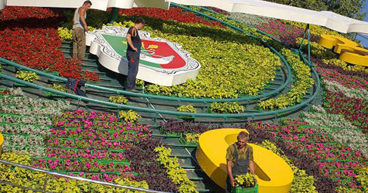 На квітковому годиннику в Кривому Розі висаджено квіти 22000 кольорів 6-ти видів. / © УНІАН