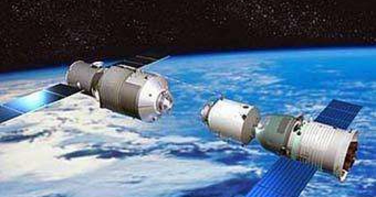 Комп&#039;ютерна модель "Тяньгун-1", яка стикується з "Шенчжоу". Ілюстрація CNSA