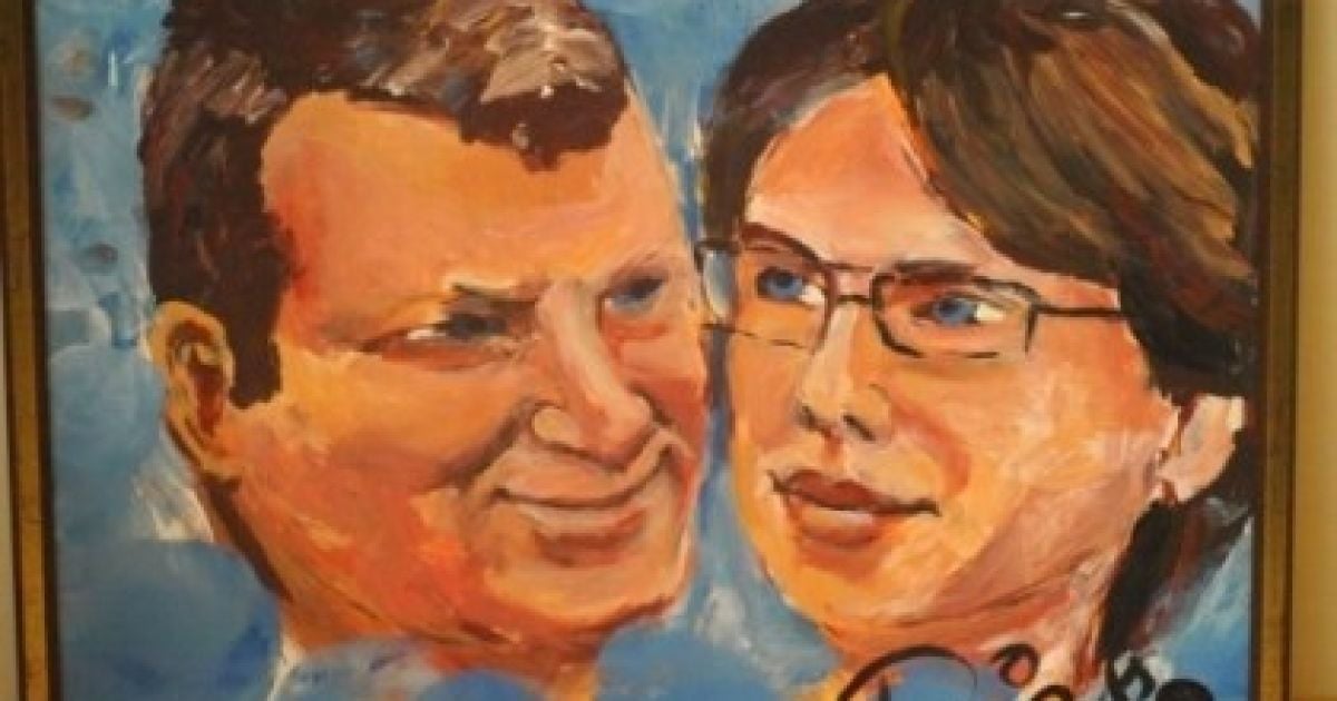 Портрет мера Риги Ніла Ушакова та віце-мера Айнара Шлесерса