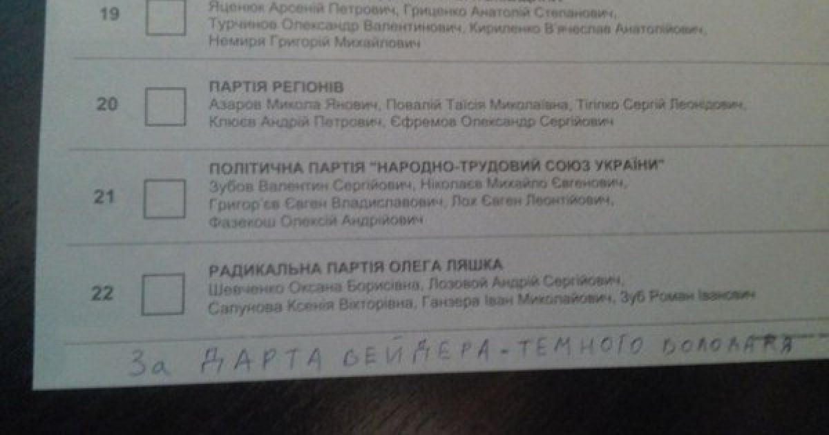Зіпсовані бюлетені на виборах 2012 (Фото vk.com, twitter.com, facebook.com)
