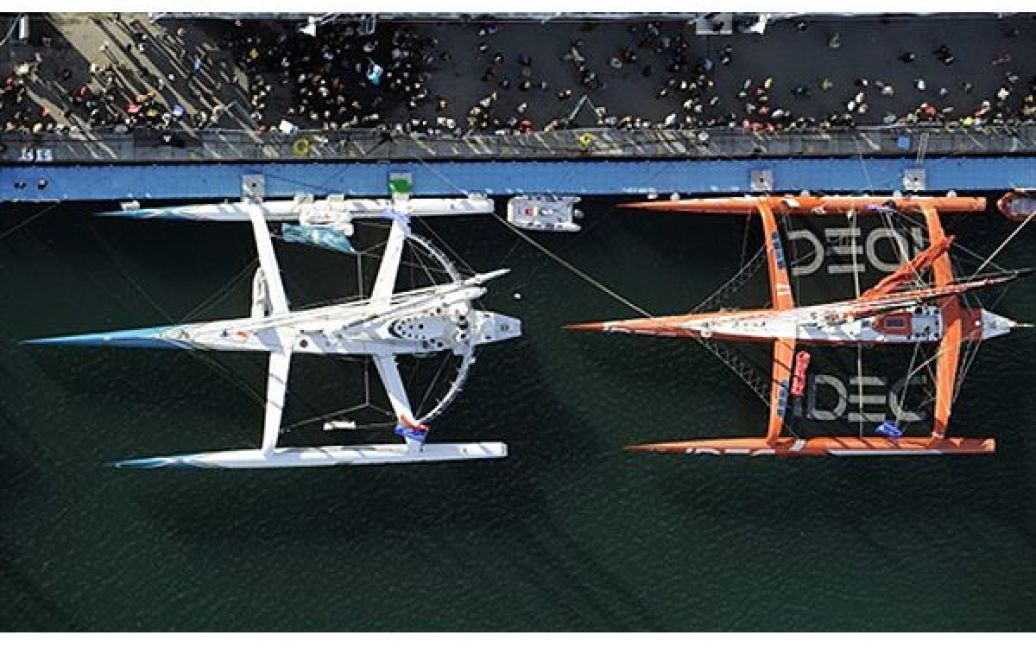 Човни, які будуть брати участь у перегонах з Сен-Мало до Пуант-а-Пітр, Вест-Індія, які розпочнуться 31 жовтня. Перегони між цими містами влаштовують кожні 4 роки. / © AFP