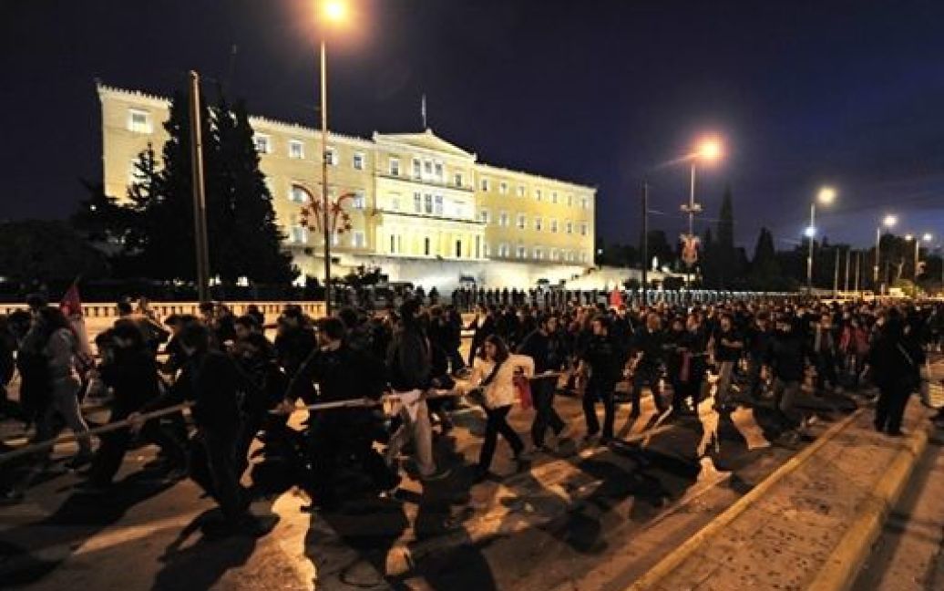 Центр Афін протягом всього дня був повністю перекритий для автомобільного руху. / © AFP