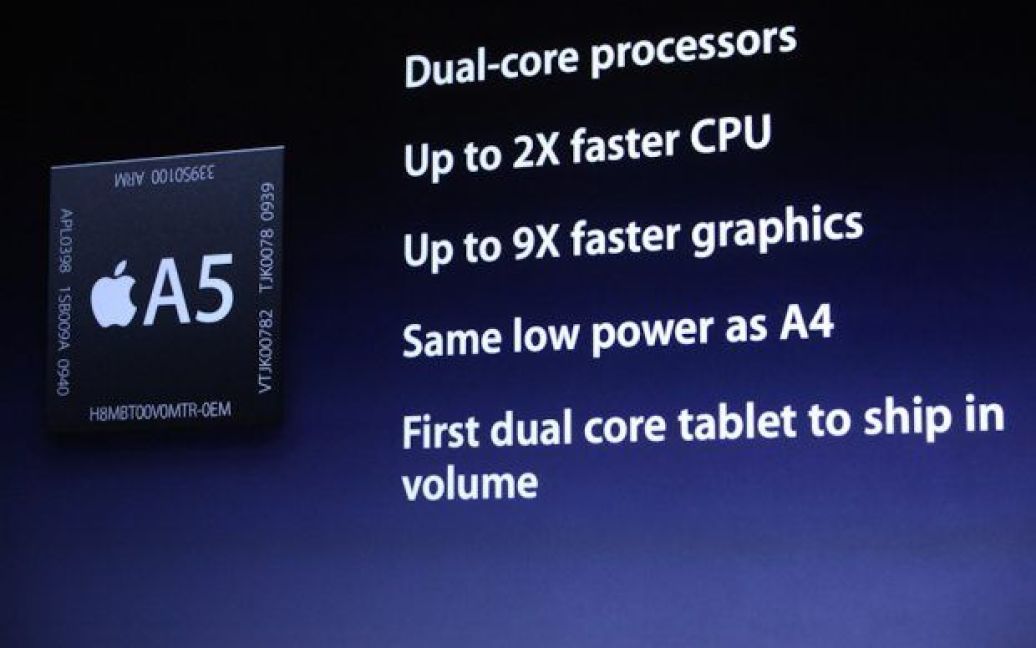Новий планшет iPad 2 оснастили двоядерним процесором Apple A5. / © Apple