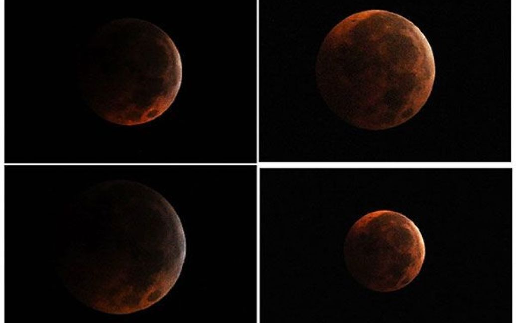 Сонце, Земля та Місяць вишикуються в один ряд, Земля блокує промені Сонця, затінюючи Місяць, через що супутник Землі змінює колір, від сірого до червоного / © AFP
