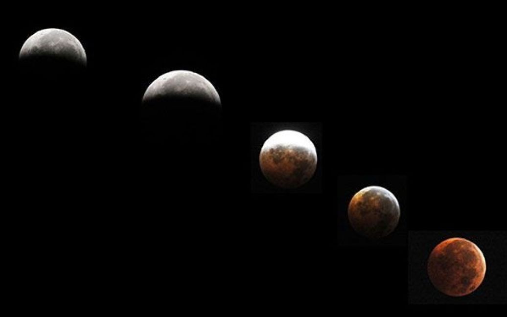 Сонце, Земля та Місяць вишикуються в один ряд, Земля блокує промені Сонця, затінюючи Місяць, через що супутник Землі змінює колір, від сірого до червоного. / © AFP