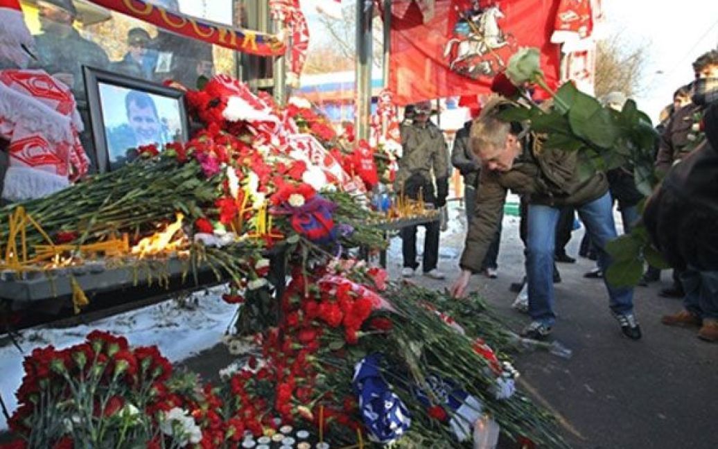 Футбольні фанати у Москві провели численні акції, присвячені вбитому вболівальнику "Спартака" Єгору Свиридову, який був застрелений в ніч з 5 на 6 грудня під час масової бійки на Кронштадтському бульварі / © AFP