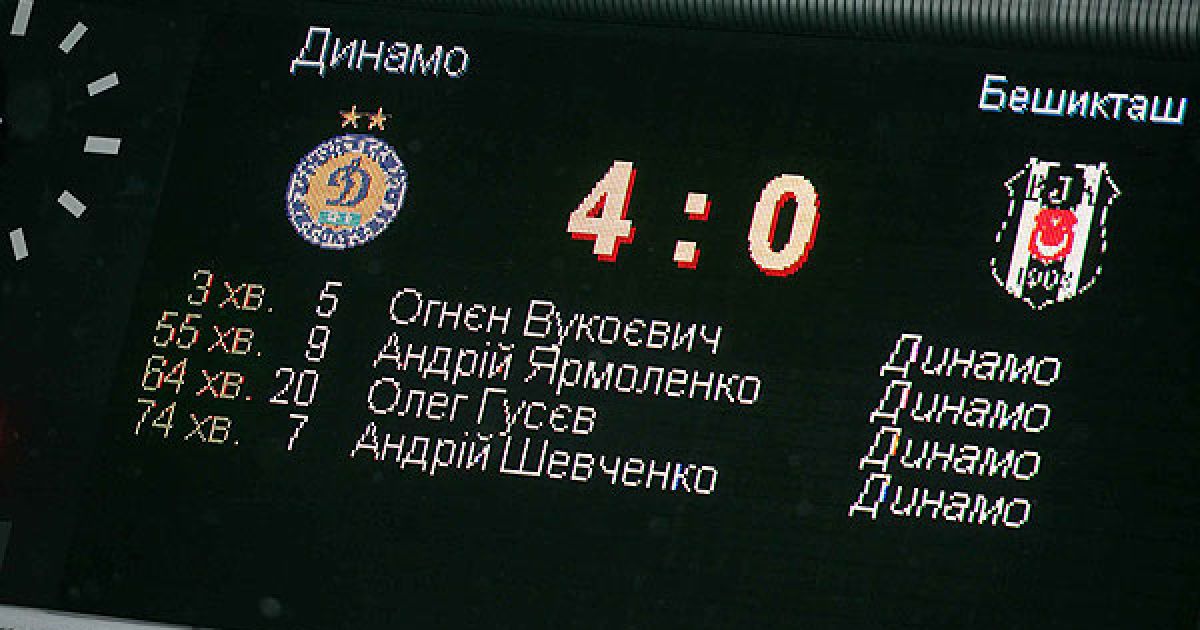Київське "Динамо" виграло у турецького "Бешикташа" з рахунком 4:0
