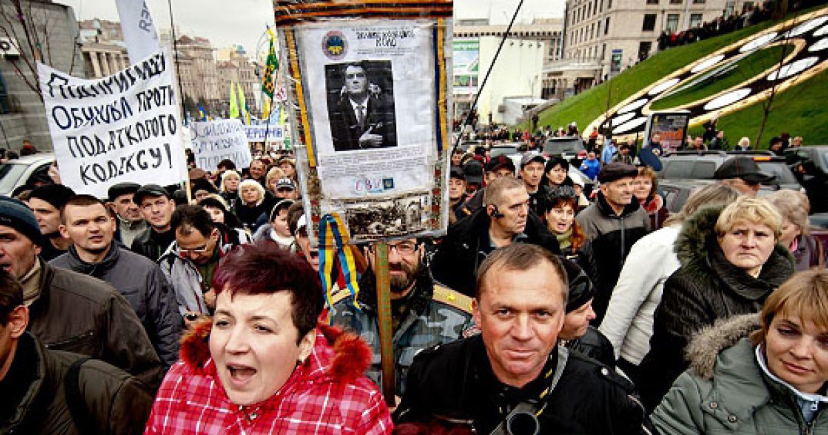 На підтримку акції протесту проти нового Податкового кодексу у Києві та в інших містах України вийшли на вулиці тисячі невдоволених підприємців. / © Украинское Фото
