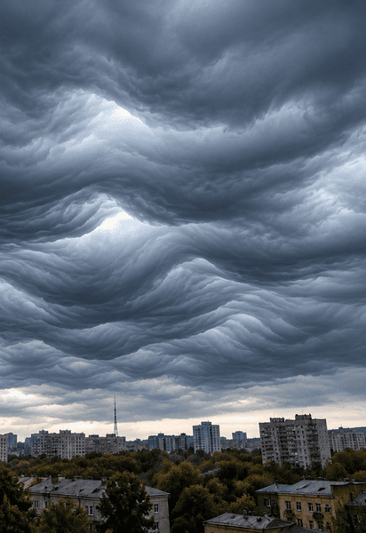 Облака Asperitas над городом