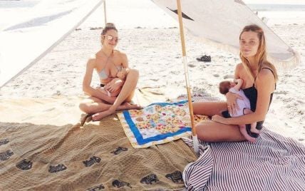 В бикини на пляже: Кэндис Свэйнпоул показала, как кормит грудью сына