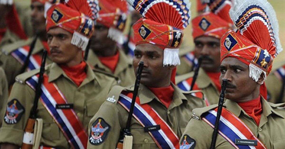 Спецпідрозділ поліції з південного штату Андра Прадеш на урочистому параді у Червоному Форті в Нью-Делі / © AFP
