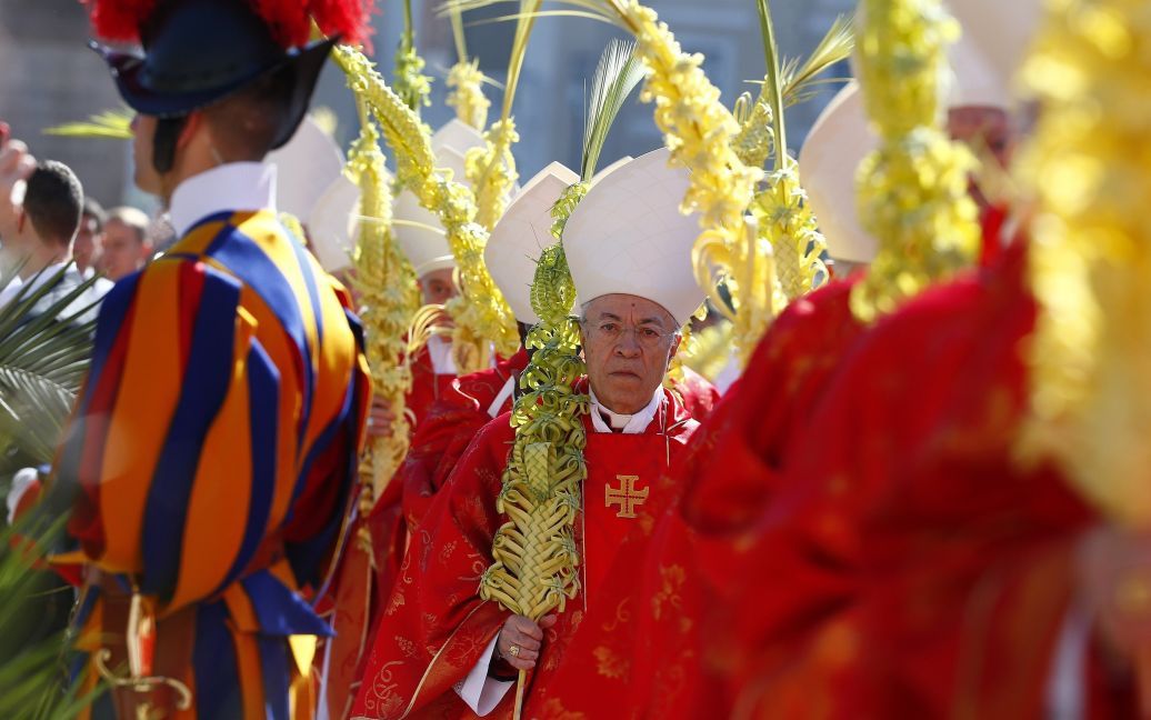 Кардинали тримають гілки під час меси у Ватикані / © Reuters