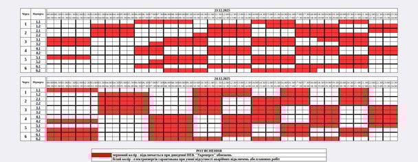 Графік відключення світла на Житомирщині 24 грудня