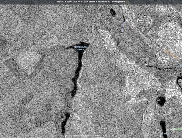 Супутниковий знімок території, де була підірвана дамба / © скриншот