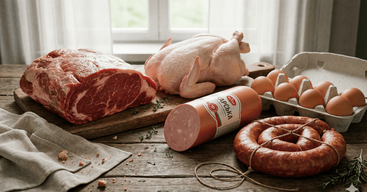 М'ясо, птиця, яйця, ковбаса
