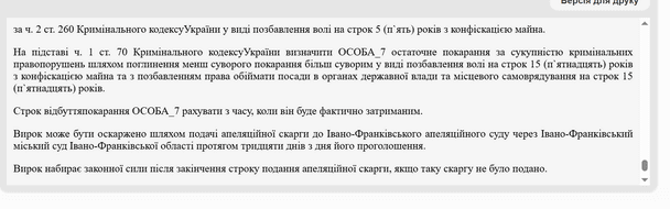 Вирок суду / © Єдиний державний реєстр судових рішень