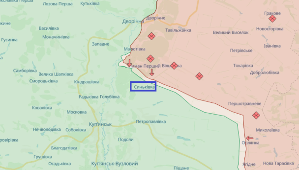 Синковка на карте / © t.me/DeepStateUA