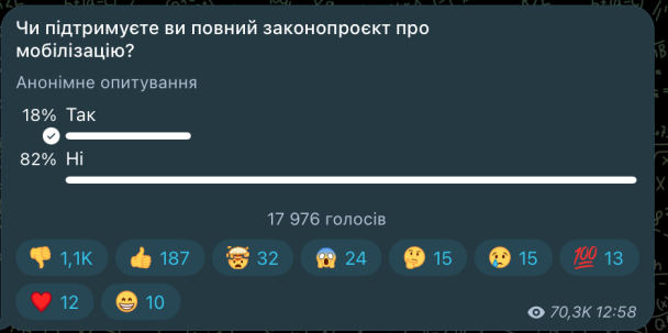 Чи підтримують українці новий законопроєкт про мобілізацію – результати опитування / © 