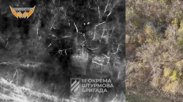 Третья штурмовая показала ликвидацию вражеской пехоты сбросами с дронов