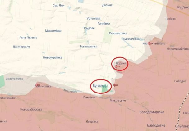 Наразі така ситуація в районі Вугледара / Карта deepstatemap.live