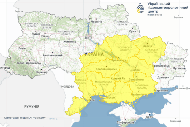 Попередження про небезпечні метеорологічні явища 21 липня. / © Укргідрометцентр