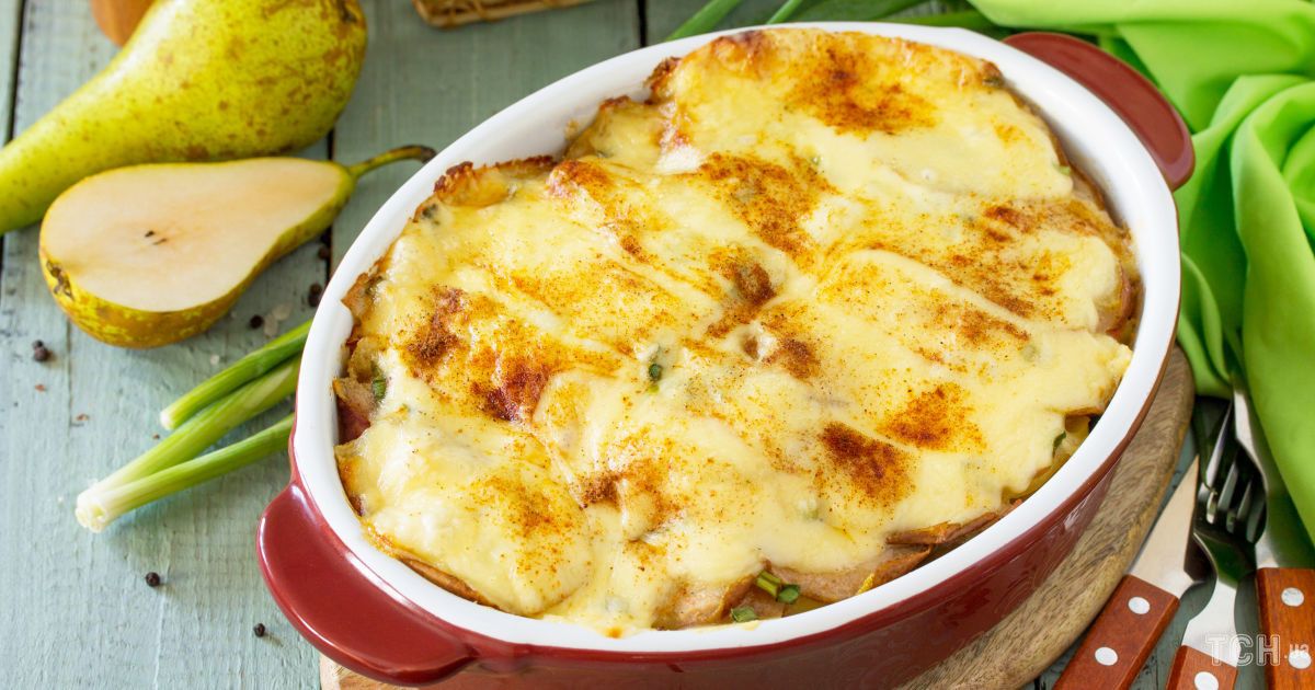 Картофельный гратен с грушей