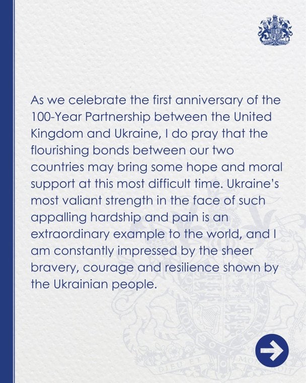 Король Чарльз III звернувся до українців у річницю партнерства з Британією / © x.com/royalfamily