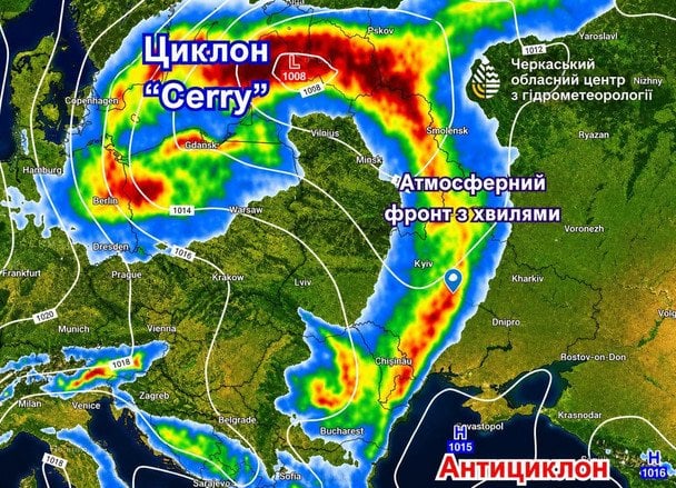 Метеорологічна мапа / © Facebook-сторінка Віталія Постриганя