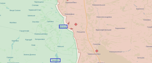 Села Ивановка и Макеевка на карте / © Deepstatemap