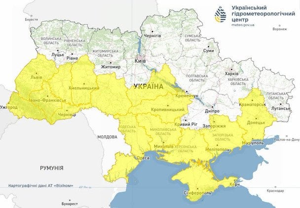 Попередження про грози та шквали 23 червня / © Укргідрометцентр
