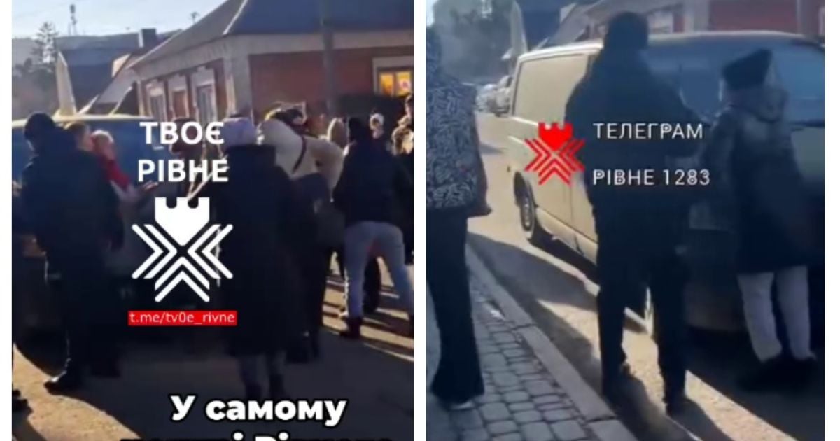 Скандал с ТЦК в Ровно. Скриншоты из видео Телеграмм-каналов "Ровно 1283" и "Твое Ровно"