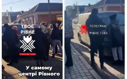 В Ровно толпа заблокировала бус ТЦК, чтобы "отбить" двух парней (видео)